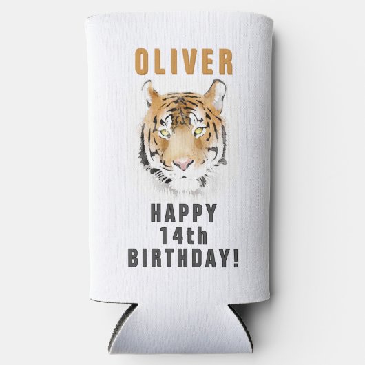 Tiger Head Waterverf Naam Verjaardagsfeest (Voorkant)