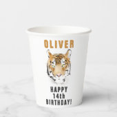 Tiger Head Waterverf Naam Verjaardagsfeest Papieren Bekers (Achterkant)