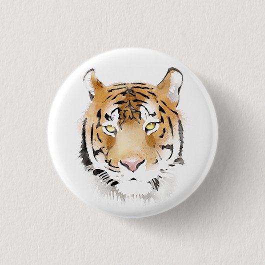 Tiger Head Waterverf Tekening Ronde Button 3,2 Cm (Voorkant)
