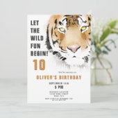 Tiger Head Waterverf verjaardagsfeestje Kaart (Staand voorkant)