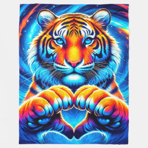 Tiger Heart Hands Fleece Deken