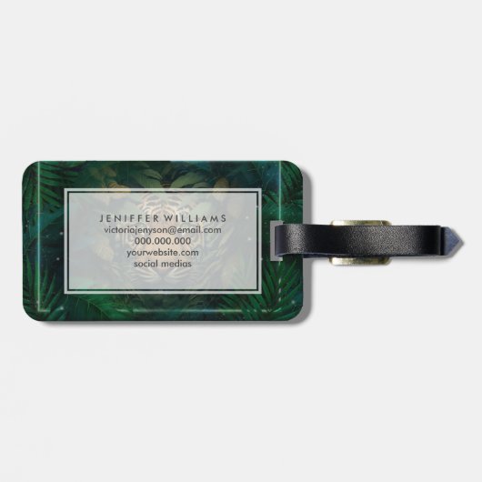 Tiger hiding in Foliage Bagagelabel (Achterkant horizontaal)