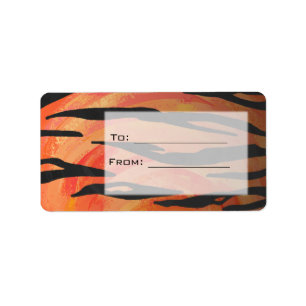 Tiger Hot oranje en zwart afdrukken Etiket