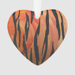 Tiger Hot oranje en zwart afdrukken Ornament