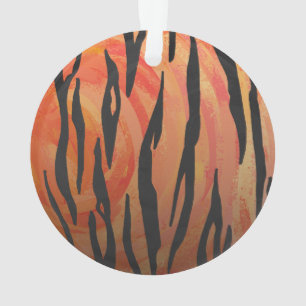 Tiger Hot oranje en zwart afdrukken Ornament