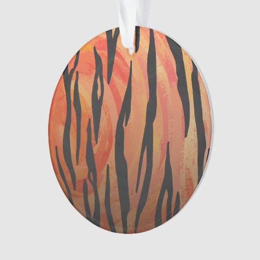 Tiger Hot oranje en zwart afdrukken Ornament (voorkant)