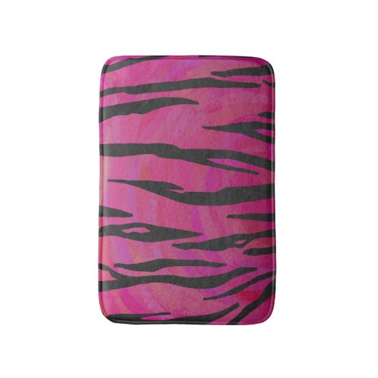 Tiger Hot Pink en zwarte afdrukken Badmat (Voorkant Verticaal)