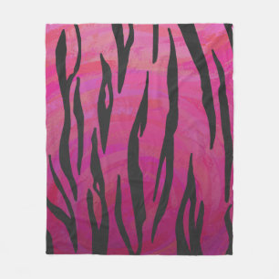 Tiger Hot Pink en zwarte afdrukken Fleece Deken