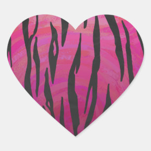 Tiger Hot Pink en zwarte afdrukken Hart Sticker