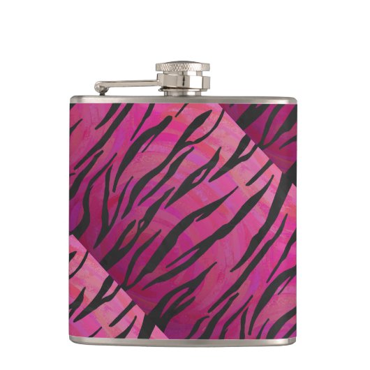 Tiger Hot Pink en zwarte afdrukken Heupfles (Voorkant)