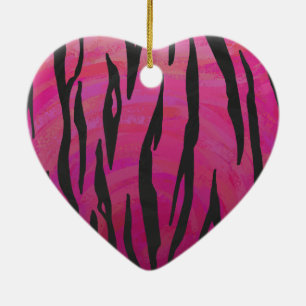 Tiger Hot Pink en zwarte afdrukken Keramisch Ornament