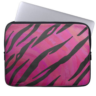 Tiger Hot Pink en zwarte afdrukken Laptop Sleeve