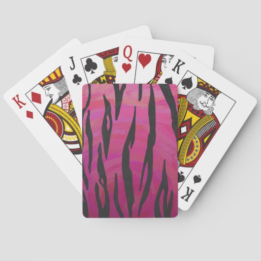 Tiger Hot Pink en zwarte afdrukken Pokerkaarten (Achterkant)