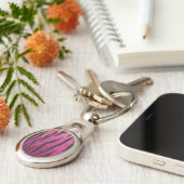 Tiger Hot Pink en zwarte afdrukken Sleutelhanger (Zijkant)