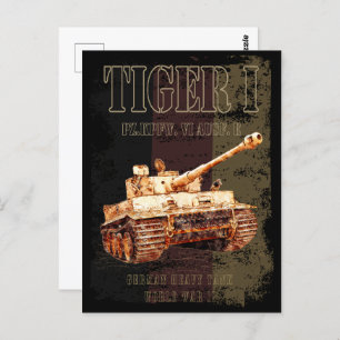 Tiger I Duitse zware tank WWII met Duitse vlag Briefkaart