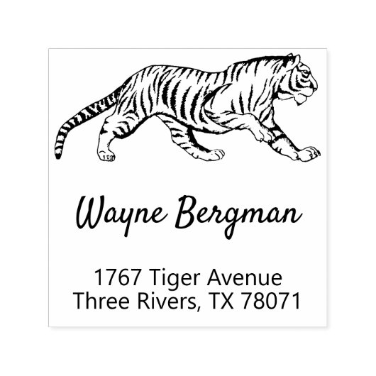  Tiger Illustration Return Address Zelfinktende Stempel (Design)