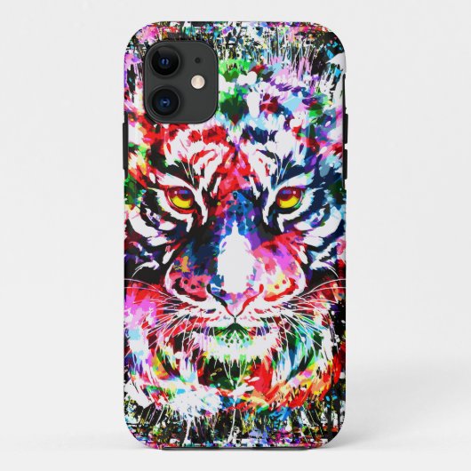 Tiger iPhone 11 Hoesje | Kleurrijk | Abstracte kun (Achterkant)