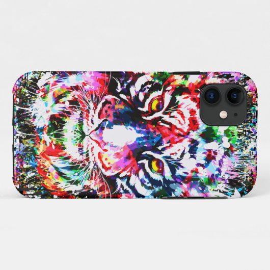 Tiger iPhone 11 Hoesje | Kleurrijk | Abstracte kun (Achterkant (horizontaal))