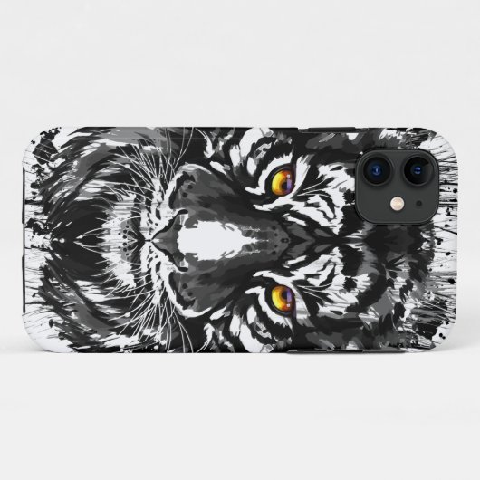 Tiger iPhone 11 Hoesje | Zwarte en witte tijger (Achterkant (horizontaal))