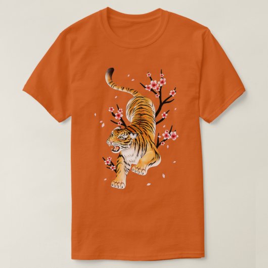 Tiger Japanse Cherry Blossom Flower Sakur T-shirt (Design voorkant)