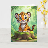 Tiger kleurplaat Kind verjaardag Kaart (Gele Bloem)