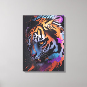 Tiger Kleurrijke Tiger Tekening Abstract Canvas Afdruk