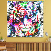 Tiger | Kleurrijke tijgertekening | Abstracte kuns Canvas Afdruk (Insitu (Woonkamer))