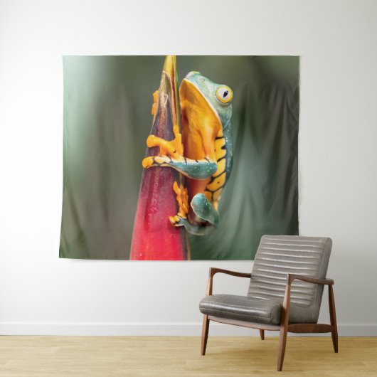 Tiger Legged Monkey Tree Frog Green Sinaasappel Wandkleed (In Situ (horizontaal))