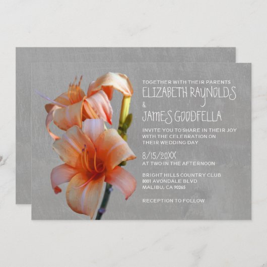Tiger Lilies Wedding Invitations Kaart (Voorkant / Achterkant)