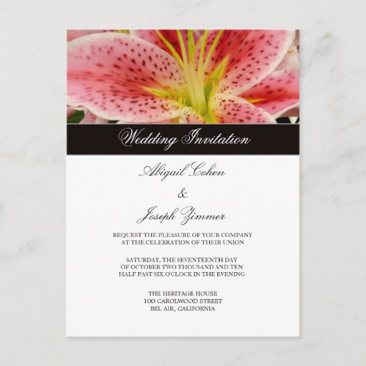 Tiger Lilly Wedding Invitation Briefkaarten (Voorkant)