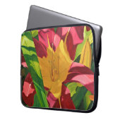 Tiger Lily Floral Laptop Sleeve (Voorkant Links)