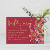 Tiger Lily Flowers Adulte Anniversaire Invitation (Debout devant)