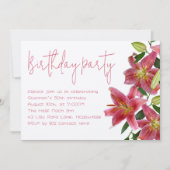 Tiger Lily Flowers Adulte Anniversaire Invitation (Devant)