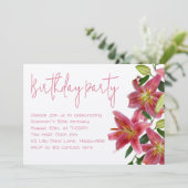 Tiger Lily Flowers Adulte Anniversaire Invitation (Debout devant)