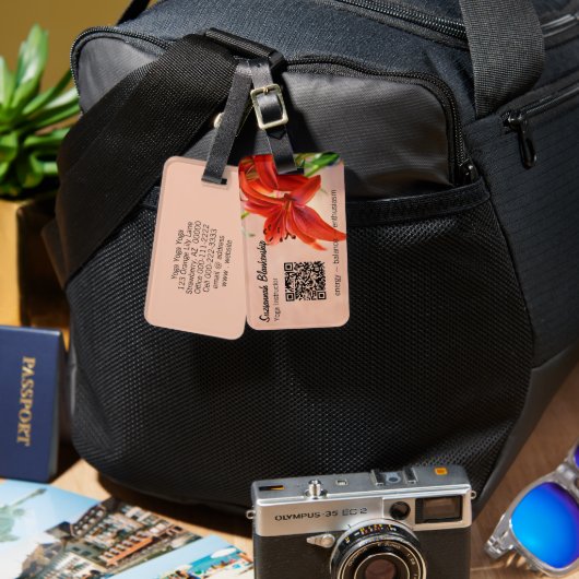 Tiger Lily Foto Business QR Code Sjabloon Bagagelabel (Voorkant /achterkant)