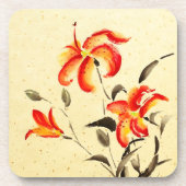 Tiger Lily - rood Bier Onderzetter (Voorkant)