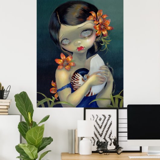 Tiger Lily, Tiger Nautilus ART PRINT big eye fairy (Thuiskantoor)