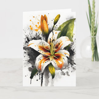 Tiger Lily - Watercolor flowers Kaart