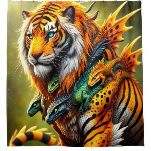 Tiger Lizard King Douchegordijn (Voorkant)
