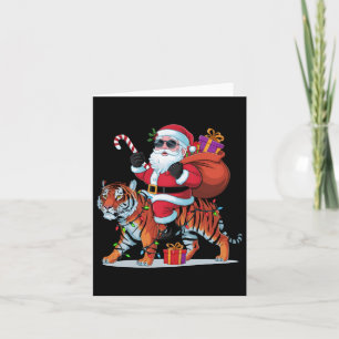 Tiger Lover Xmas Verlichting Santa Riding Tiger Ch Kaart