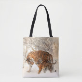 Tiger mama en baby canvas tas (Voorkant)