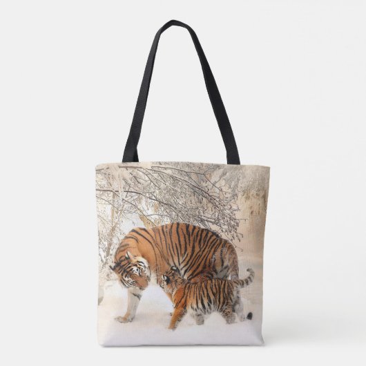 Tiger mama en baby canvas tas (Achterkant)