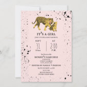 Tiger Mama Rose Girl Baby shower Invitation (Devant)