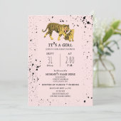 Tiger Mama Rose Girl Baby shower Invitation (Debout devant)