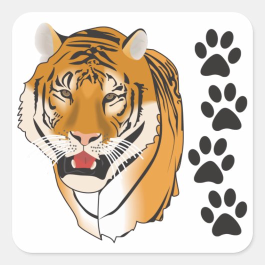 Tiger Mascot Vierkante Sticker (Voorkant)