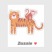 Tiger met aap op de achterste laptop sticker (Vel)