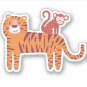 Tiger met aap op de achterste laptop sticker (Voorkant)