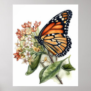 Tiger Milkweed Butterfly Art Print Poster
