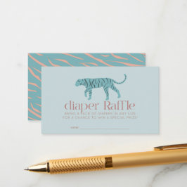 Tiger Modern Blue Baby shower Luier Raffle Ticket Informatiekaartje