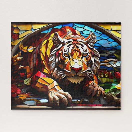 Tiger Mosaic Vitre Tiré Puzzle (Horizontal)
